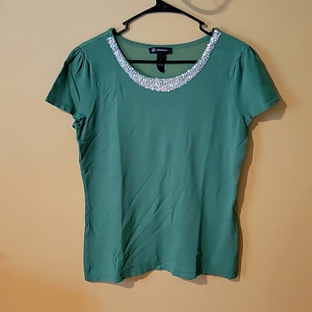2/$15 Green Bedazle Collar Top
